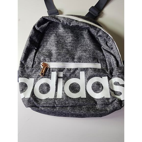 ADIDAS Black Linear Shoulder Purse Zippered Sporty Active Mini Backpack - Picture 3 of 8